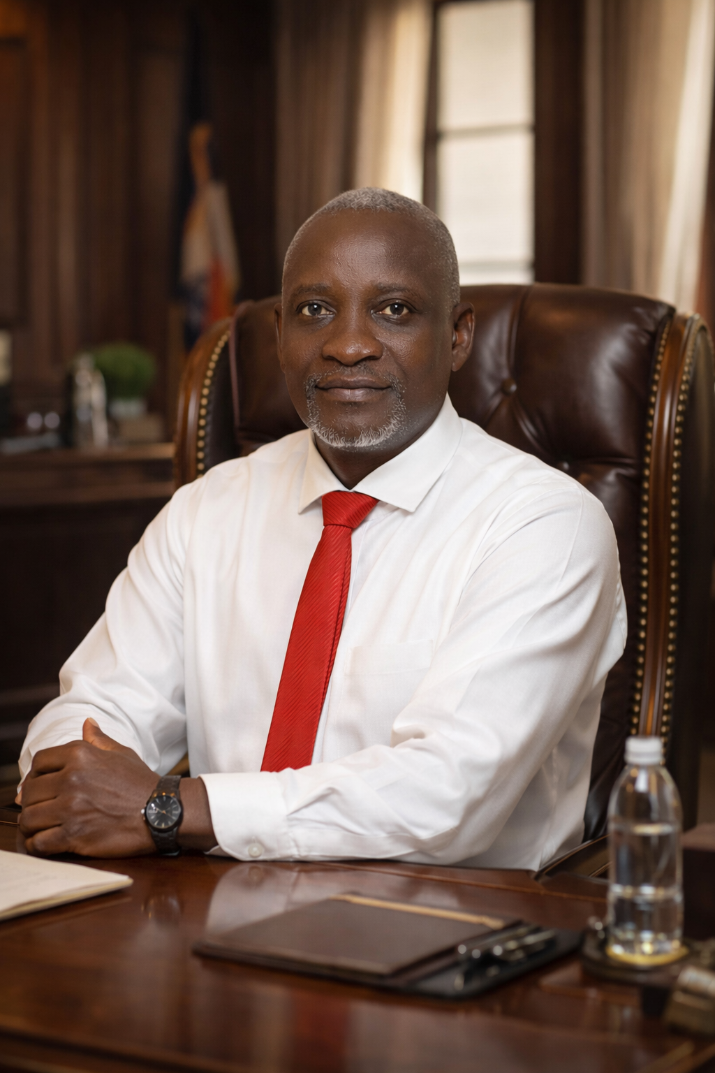 Confident CEO in executive office